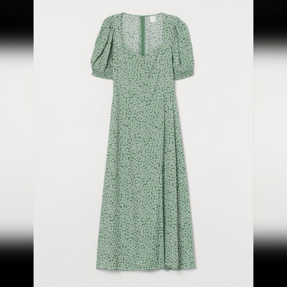 H&M Green floral midi dress, size XS - Picture 1 of 6